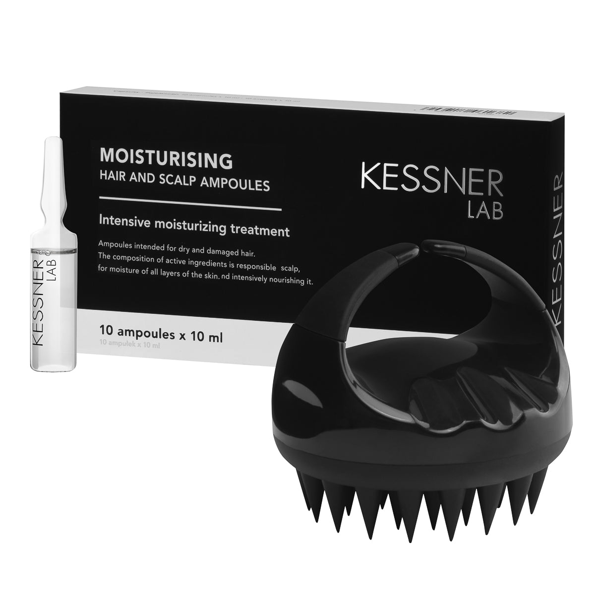 Premium Head Massage Brush and Ampoules Set Kessner Lab Moisturizing