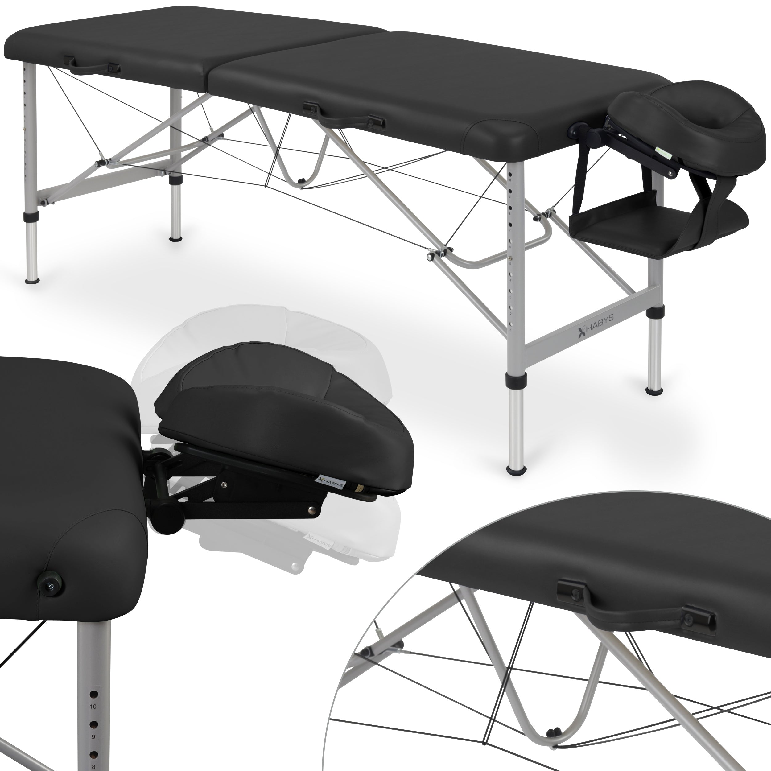 Massage Table Aero Stabila Alu 60 Vinyl Flex K015 Black