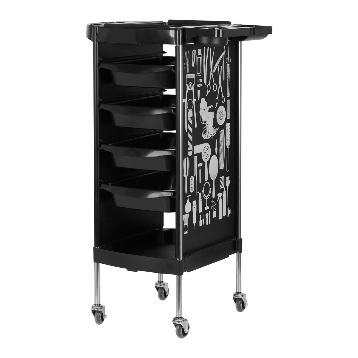 GABBIANO HAIRDRESSER TROLLEY X11-9 BLACK GRAPHICS