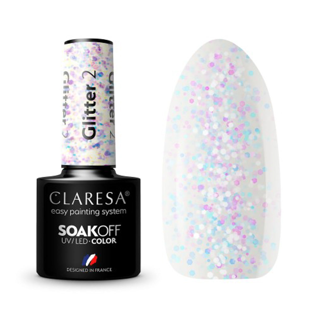 CLARESA Hybrid nail polish GLITTER 2 -5g